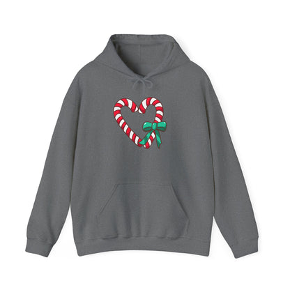 Candy Cane Heart Adult Heavy Blend™ Hooded Sweatshirt