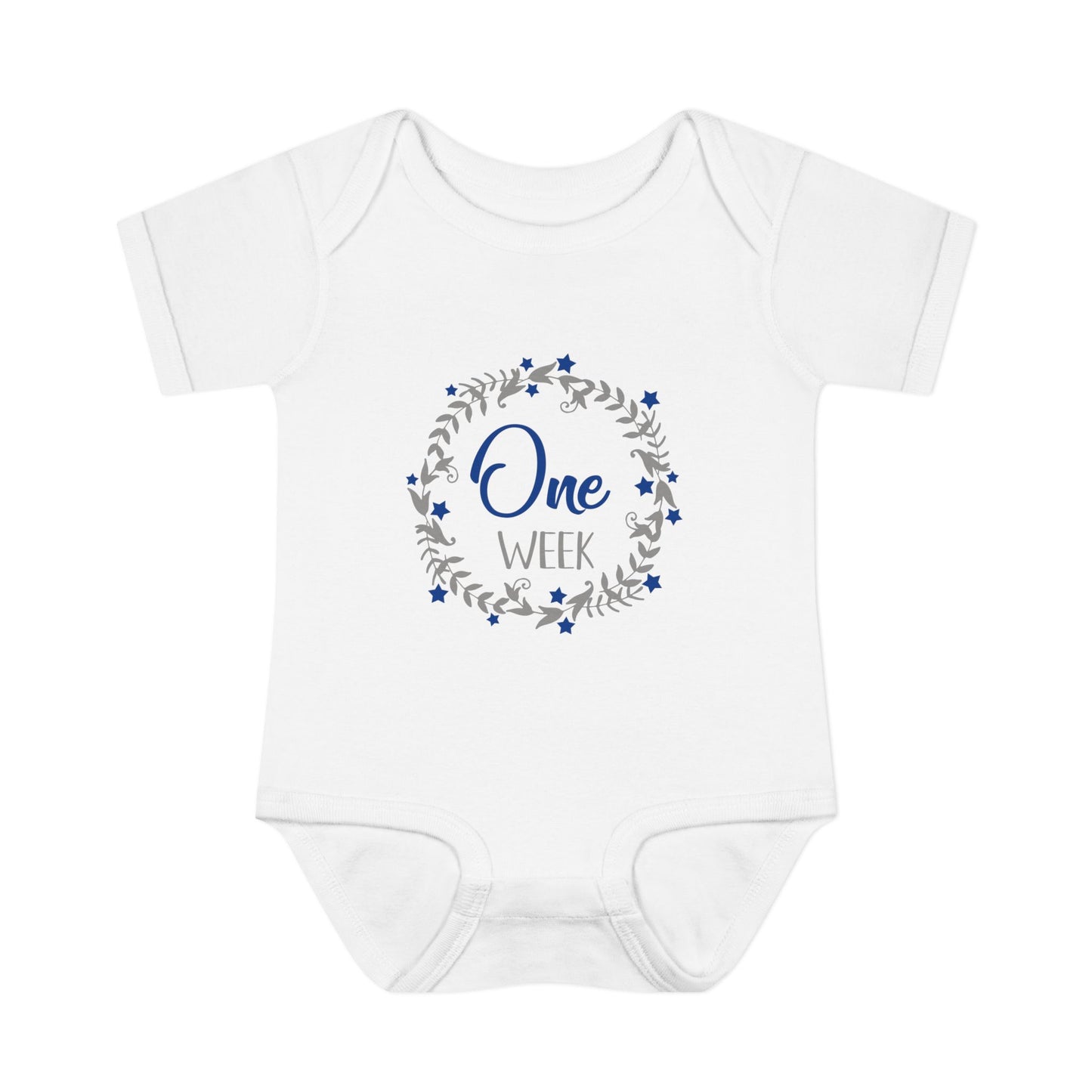 Blue Milestone Wreath Onesie-One Week