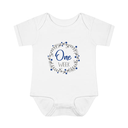 Blue Milestone Wreath Onesie-One Week