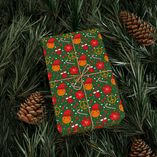 Smiley Face/Santa Hat/Poinsettia Christmas Wrapping Paper