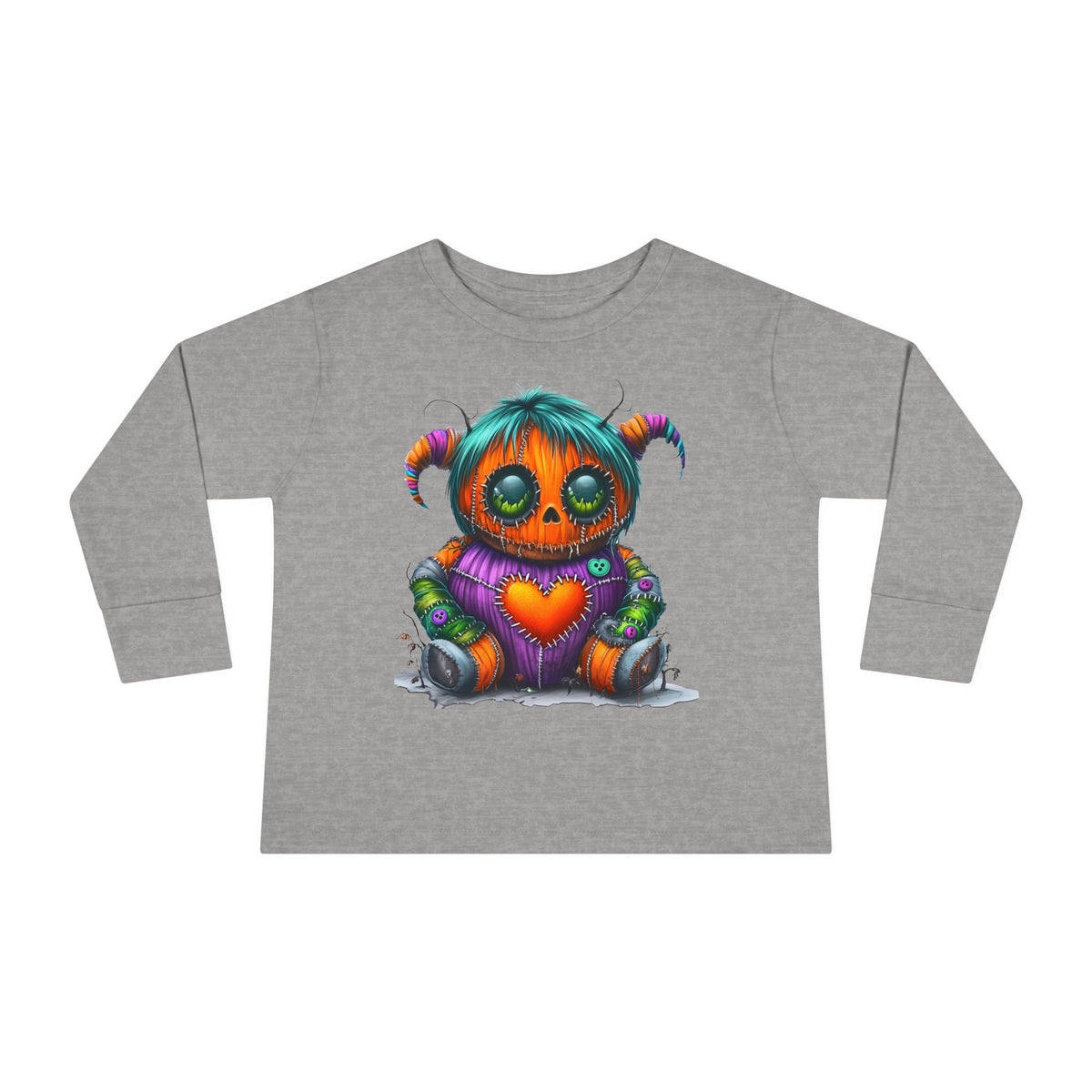 Patchwork Pumpkin Heart Toddler Long Sleeve Tee