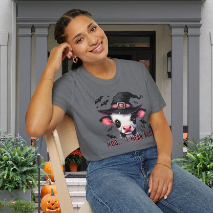 Moo...I Mean Boo Baby Cow Adult T-shirt