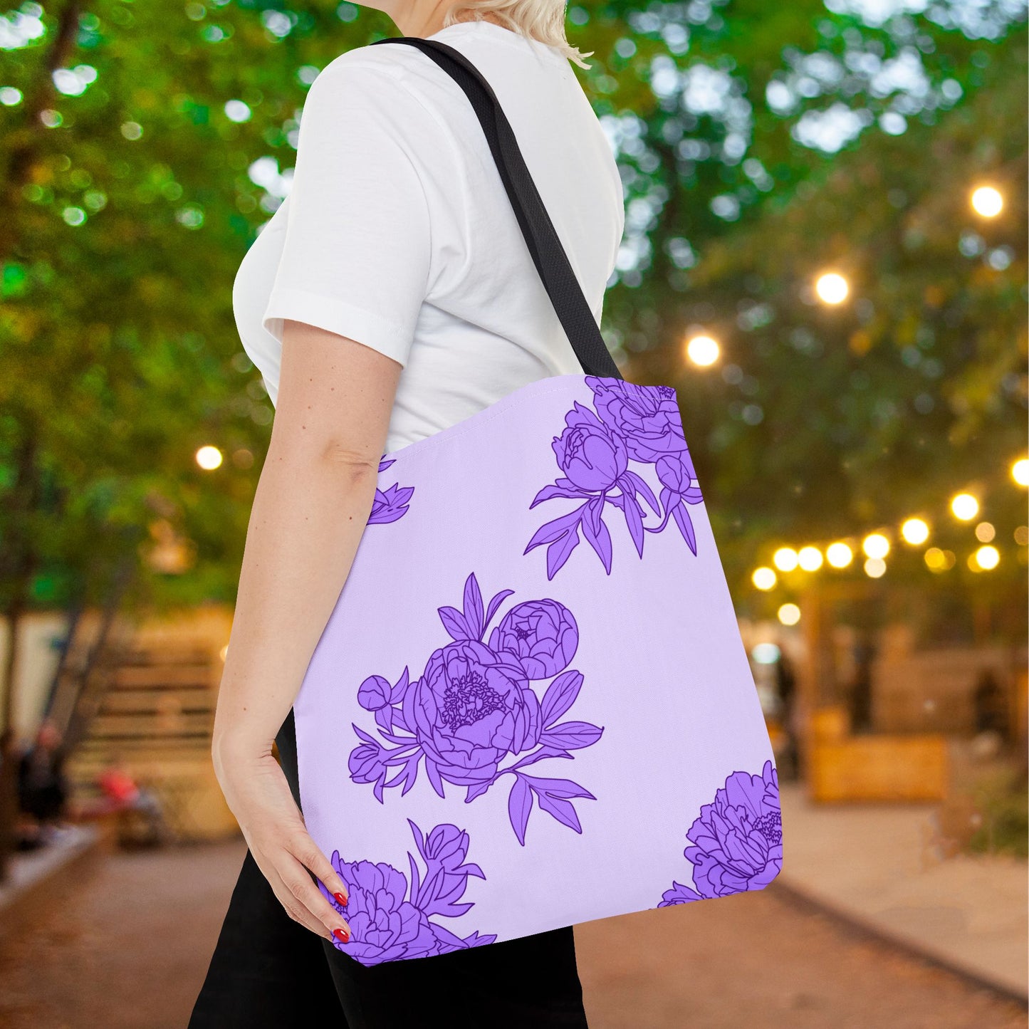 Royal Orchid Peonies Canvas Tote Bag