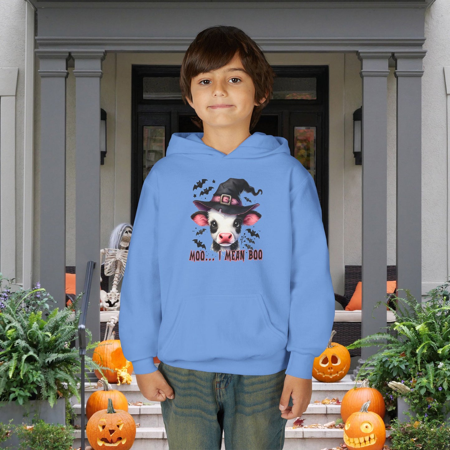Moo I Mean Boo Calf Youth Heavy Blend Hooded Sweatshirt