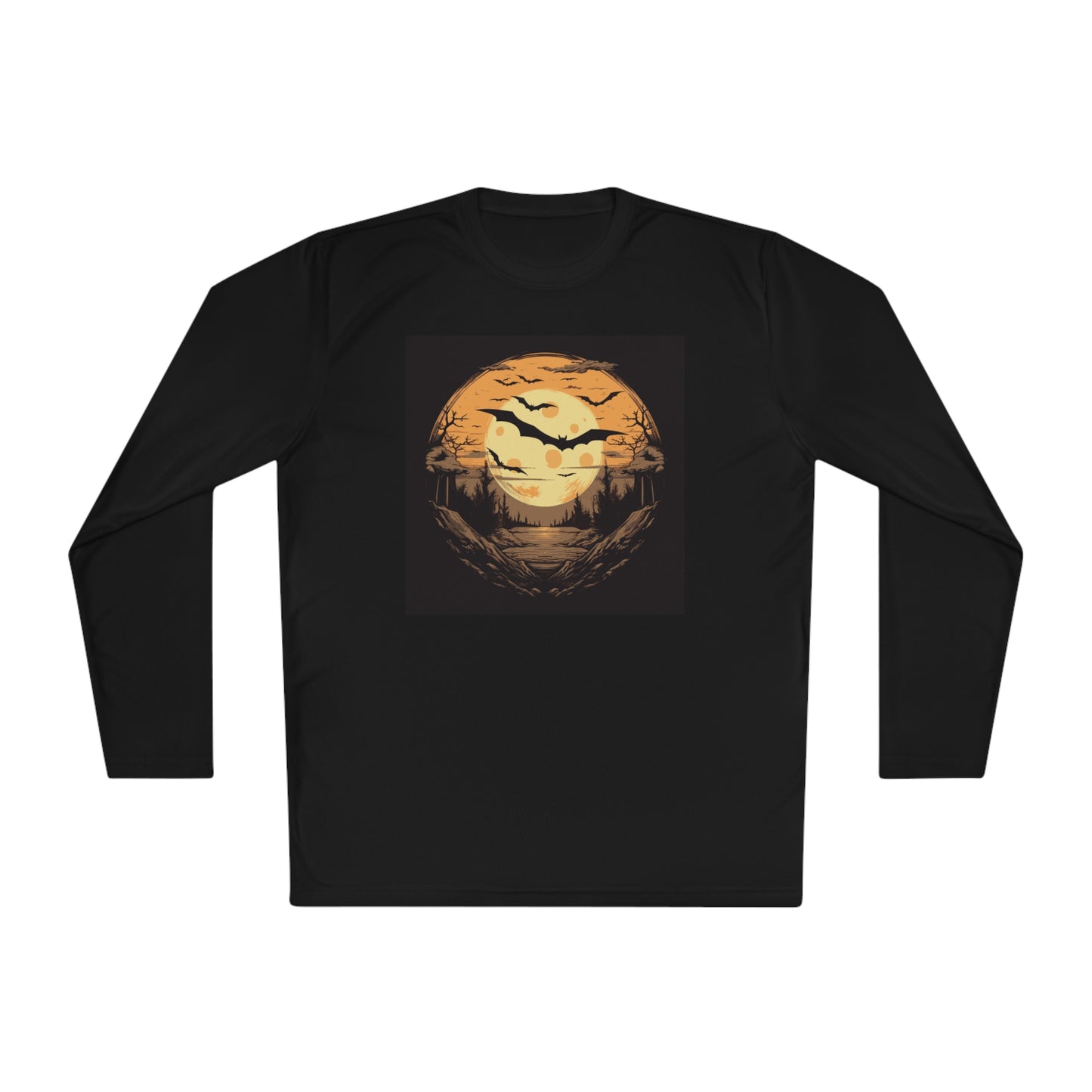 Creepy Bats Over Moon 1 Adult Long Sleeve Tee