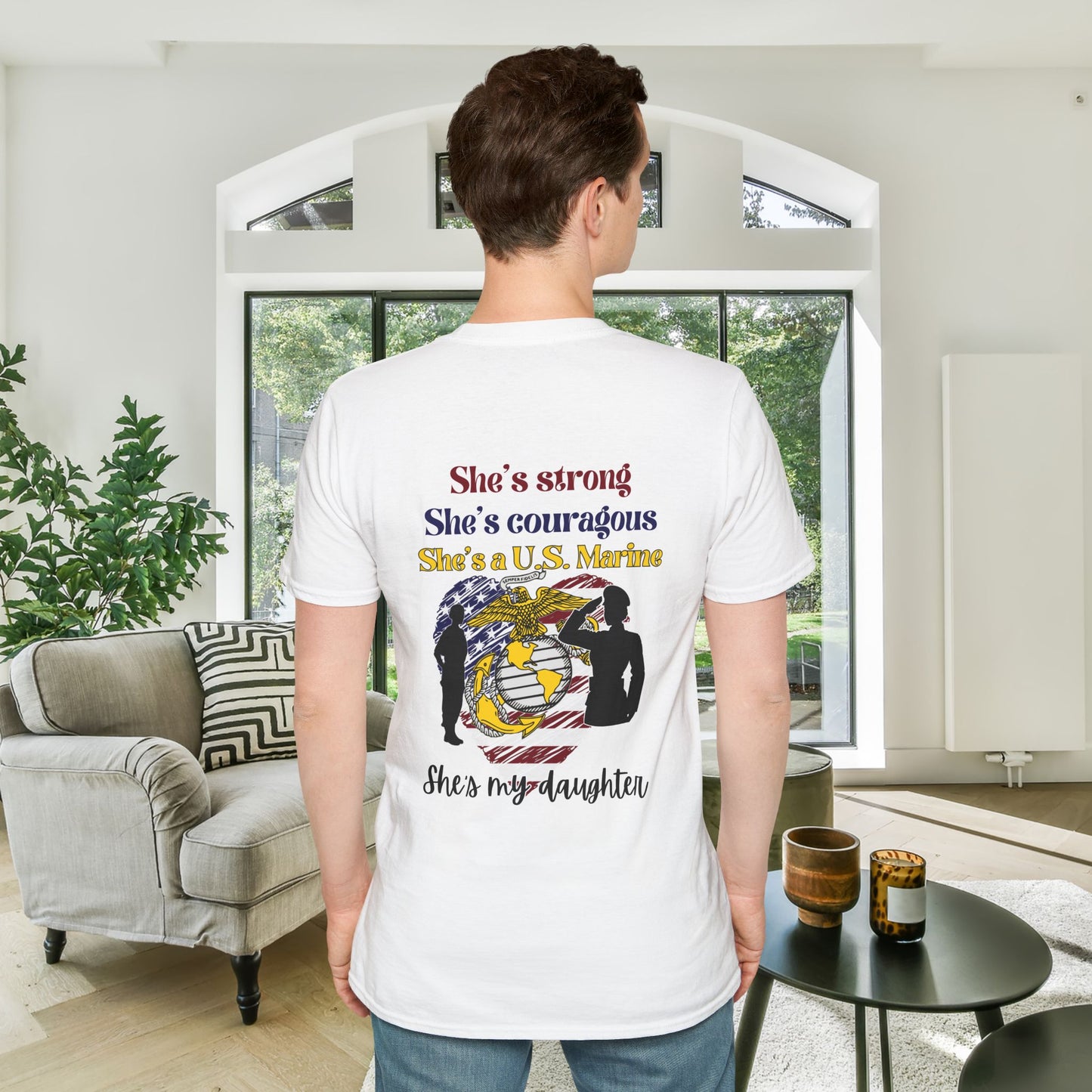 Proud Dad of US  Marine Daughter Adult T-shirt