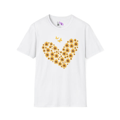 Sunflower Heart & Butterflies Adult T-shirt