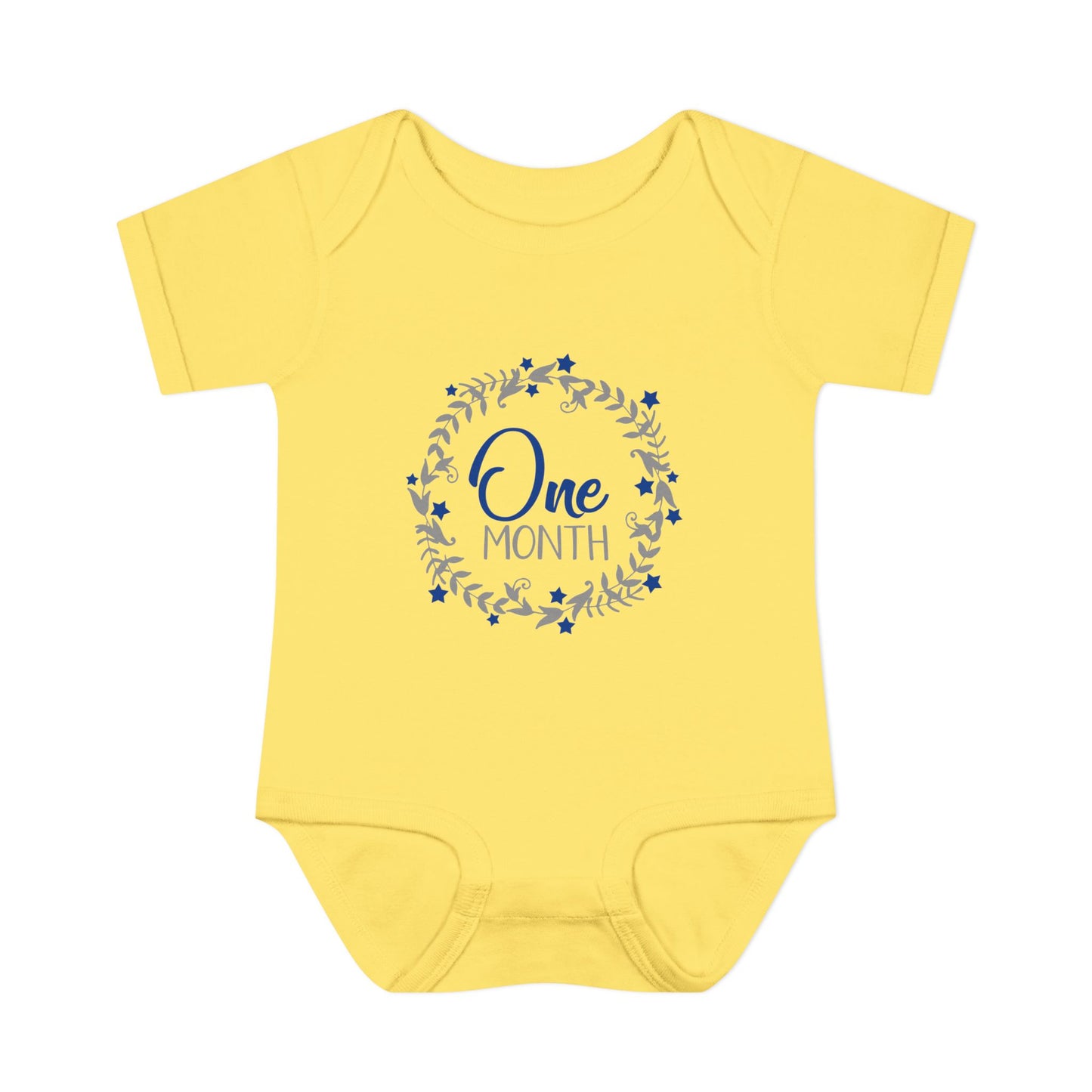 Blue Milestone Wreath Onesie-One Month