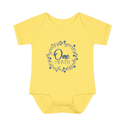 Blue Milestone Wreath Onesie-One Month