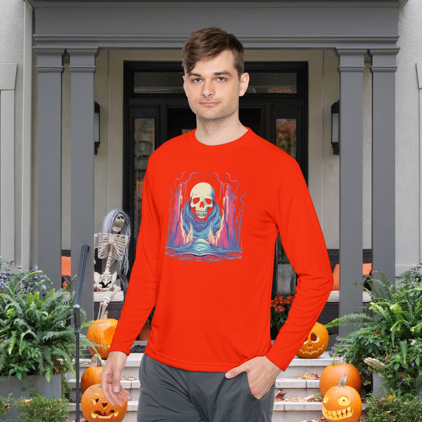Creepy Ghost 2 Adult Long Sleeve Tee