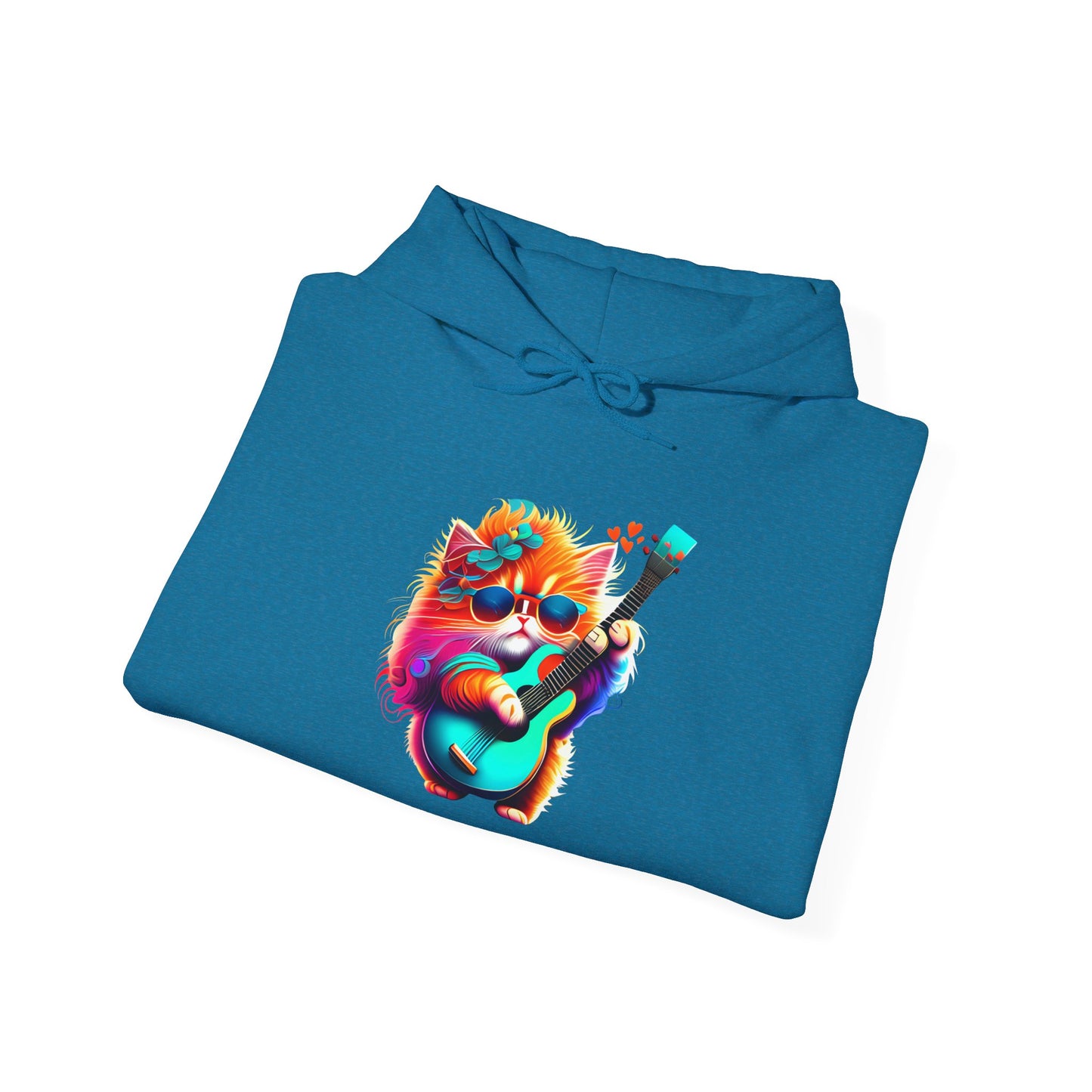 Colorful Guitar Kitten Heavy Blend™ Hooded Sweatshirt