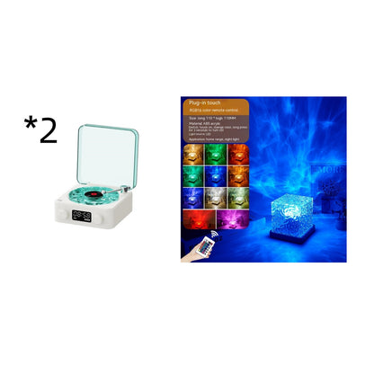 Retro Bluetooth Record Player Speaker with Rotating Water Ripple Light & White Noise Machine