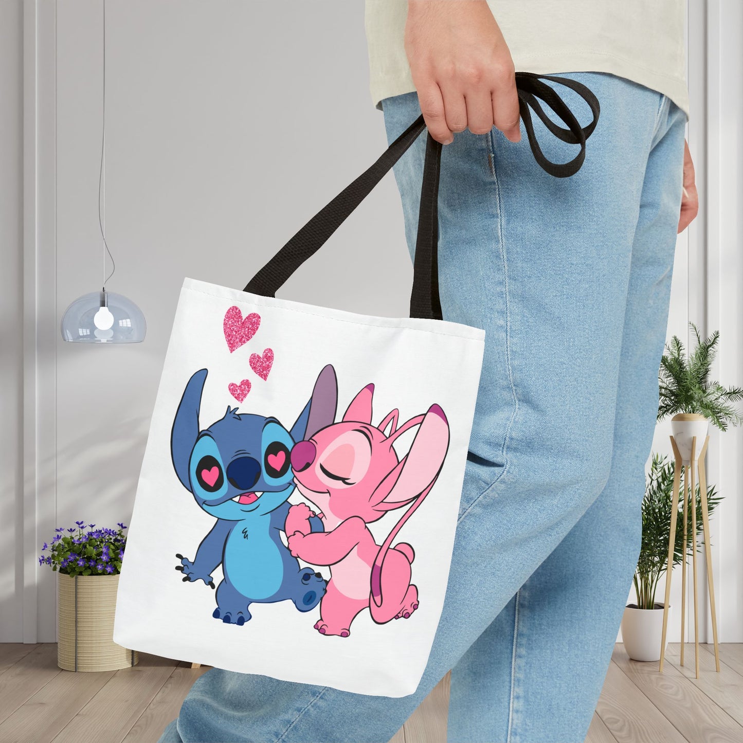 Valentines Stitch Kiss Tote Bag