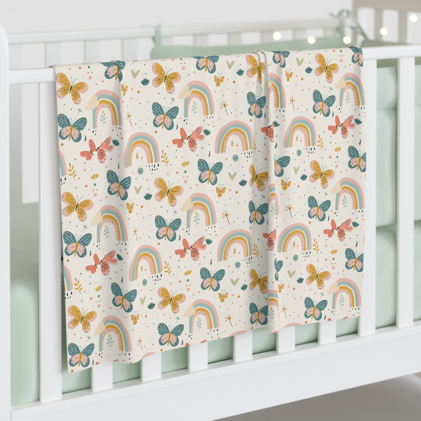 Whispering Wings & Rainbows Baby Swaddle Blanket