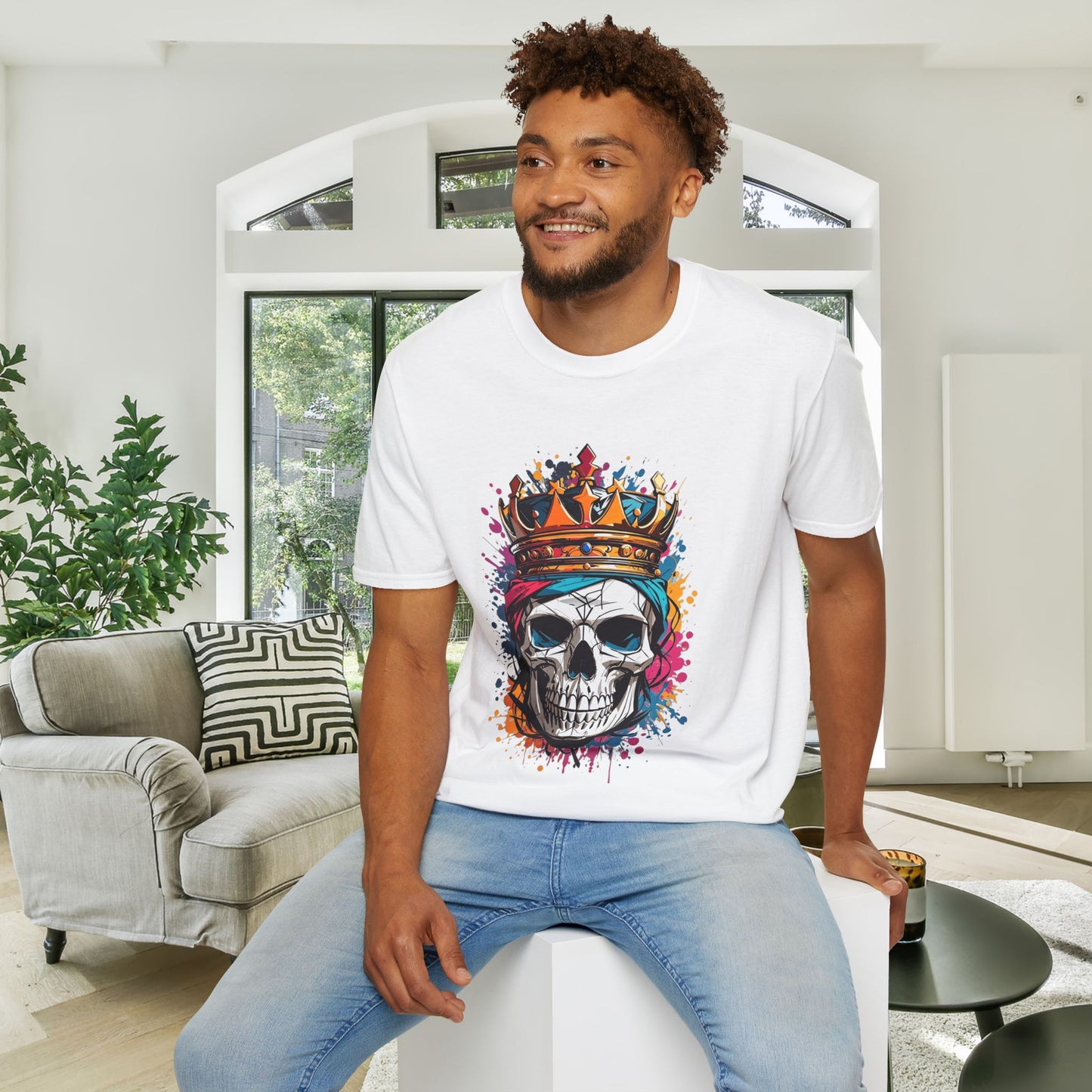 Colorful Crowned Skull Adult T-shirt