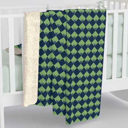 Diamond Bloom-Sage & Navy Fleece Blanket