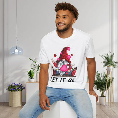 Let It Be Valentine Gnome Peace Sign Adult T-shirt