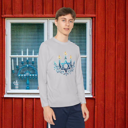 Star & Flame Hanukkah Youth Long Sleeve Tee