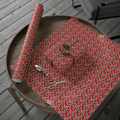 Holiday Cane Craze Wreaths Wrapping Paper