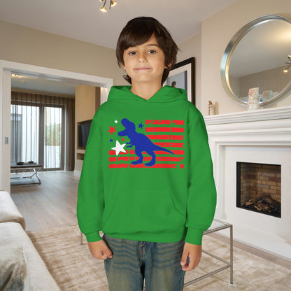 Distressed Patriotic T-Rex Youth Hoodie