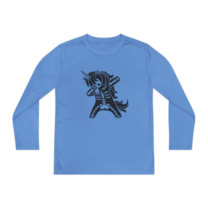 Dabbing Unicorn Skeleton Youth Long Sleeve Tee
