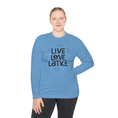 Hanukkah Live Love Latke Adult Long Sleeve Tee