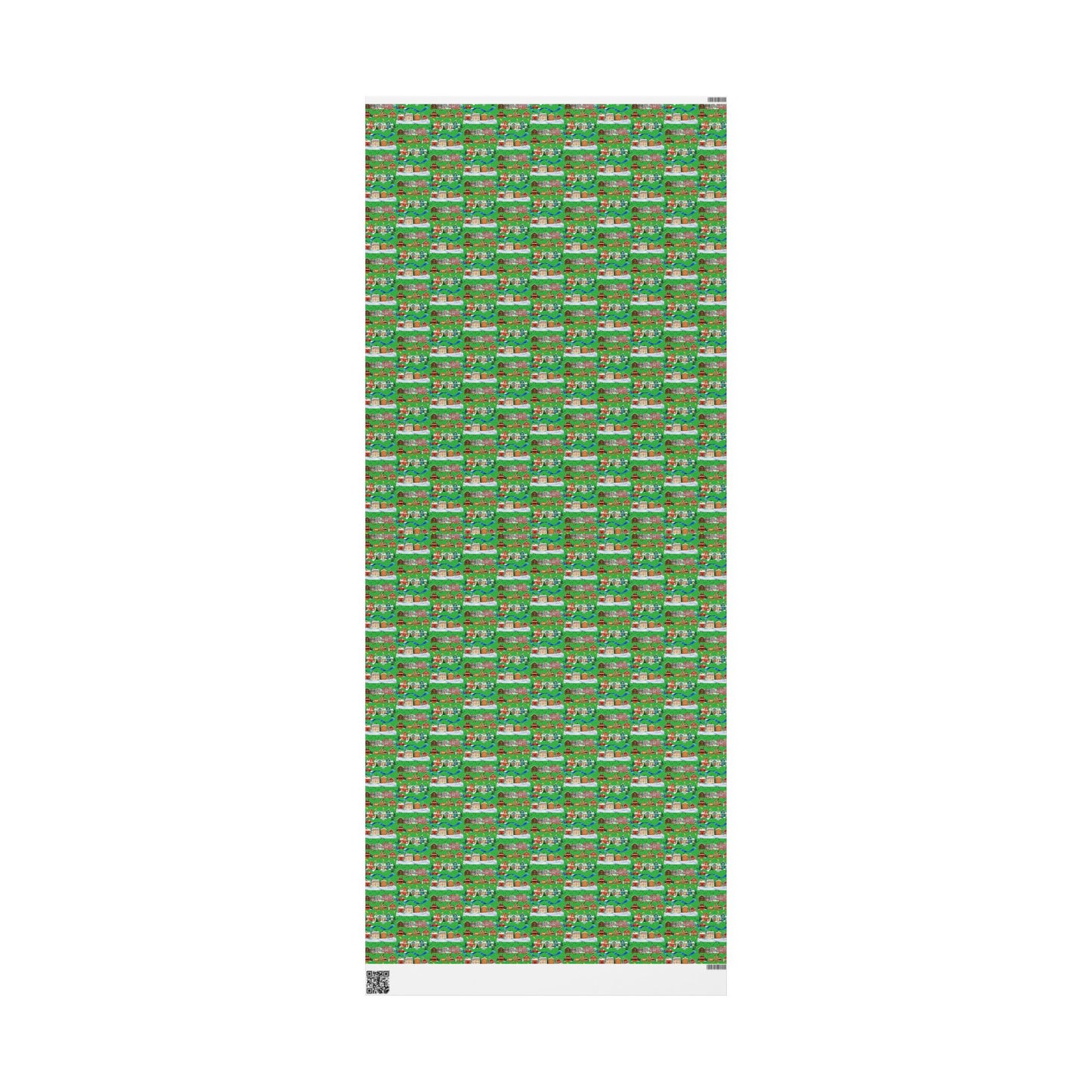 Colorful Christmas Village Green Wrapping Paper