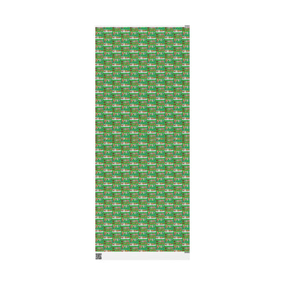 Colorful Christmas Village Green Wrapping Paper