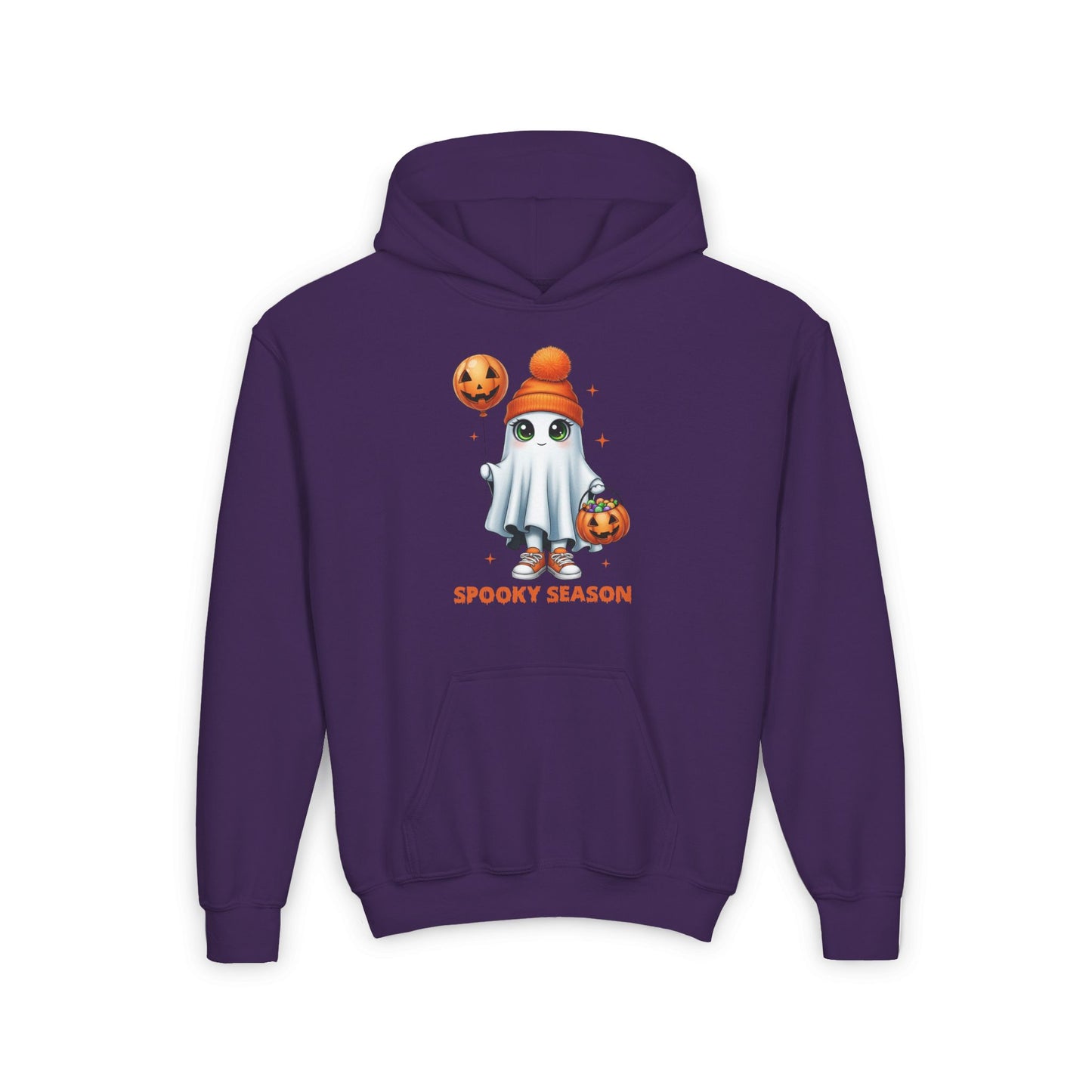 Spooky Season Ghost Trick-or-Treater Youth Heavy Blend Hoodie