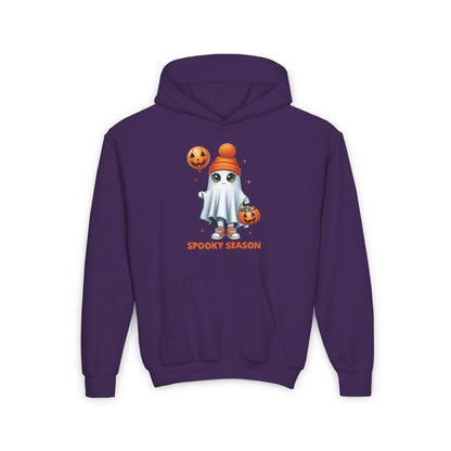 Spooky Season Ghost Trick-or-Treater Youth Heavy Blend Hoodie