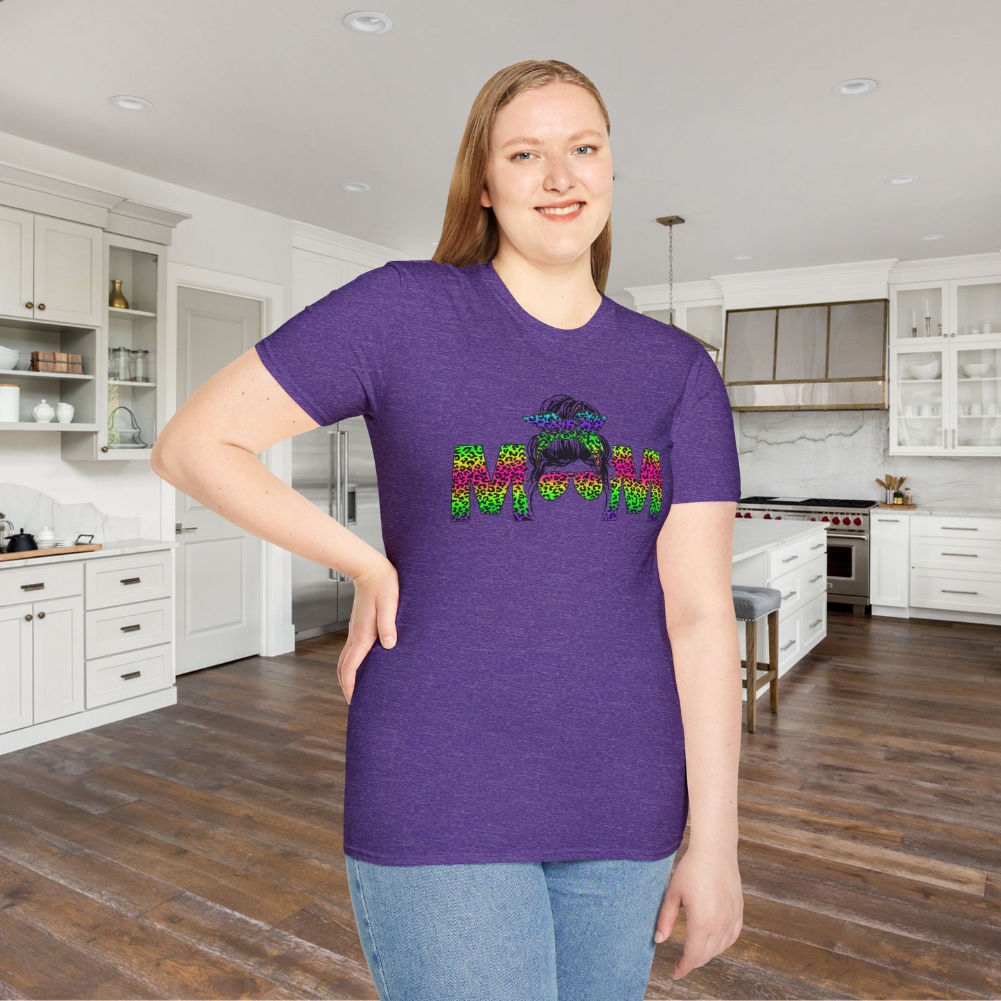 Mom (Colorful Leopard Print) Adult T-shirt