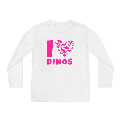 I Love Dinos (Dino Heart) Youth Long Sleeve Tee
