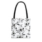 Black & White Five Petal Floral Canvas Tote Bag
