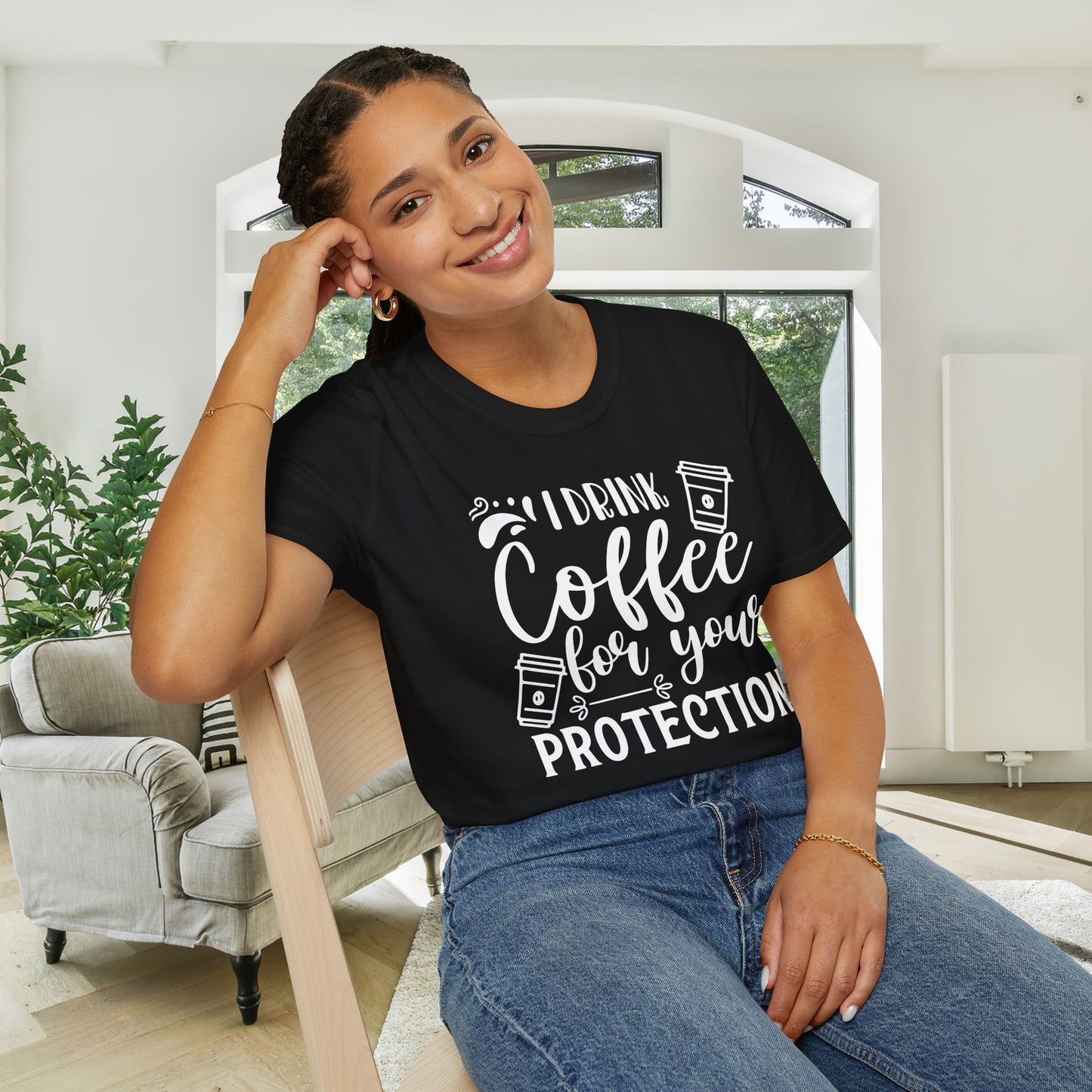 I Drink Coffee For Your Protection Adult T-shirt