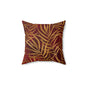 Crimson Palm Veil Throw Pillow
