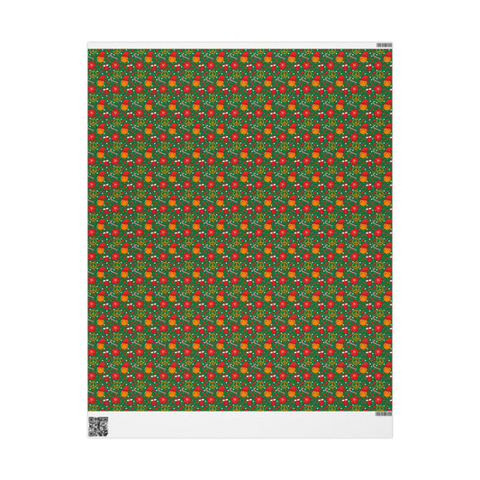 Smiley Face/Santa Hat/Poinsettia Christmas Wrapping Paper