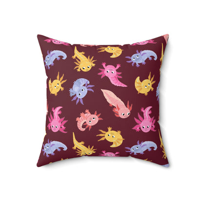 Crimson Axolotls Throw Pillow