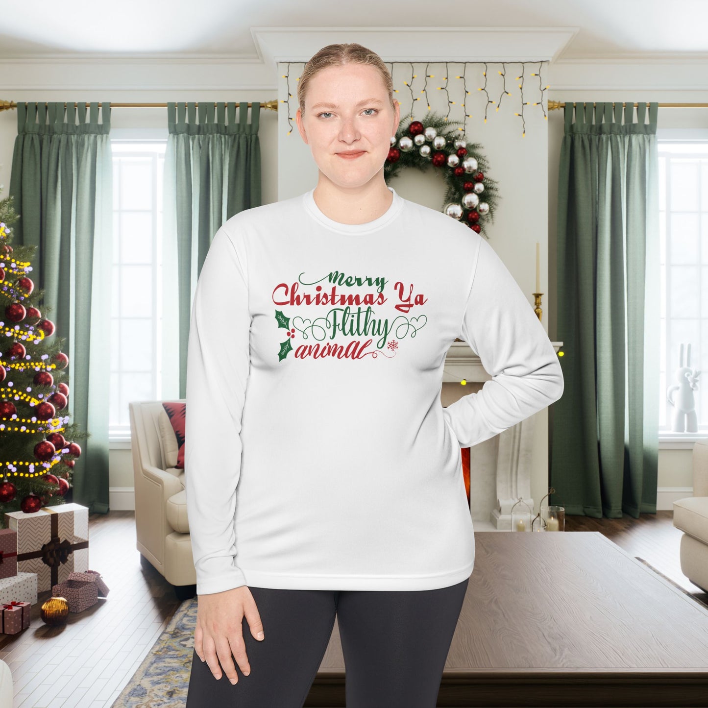 Merry Christmas Ya Filthy Animal Adult Long Sleeve Tee