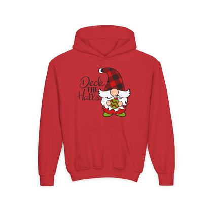 Deck the Halls Plaid Gnome Youth Hoodie