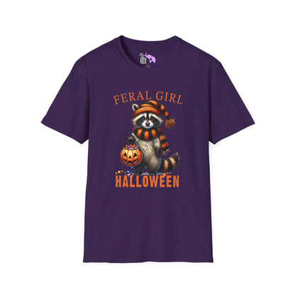 Feral Girl Halloween Racoon Adult T-shirt