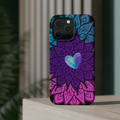 Colorful Mandala w/Heart MagSafe® Compatible Tough Case for iPhone