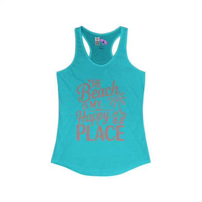 The Beach Is My Happy Place Women's Ideal Racerback Tank