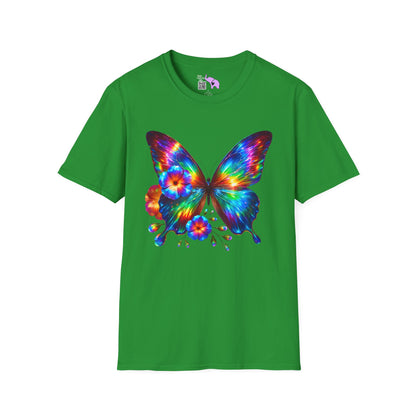 Colorful Butterfly & Flowers Adult T-shirt