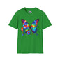 Colorful Butterfly & Flowers Adult T-shirt
