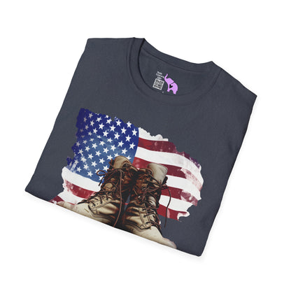 American Flag & Boots Adult T-shirt