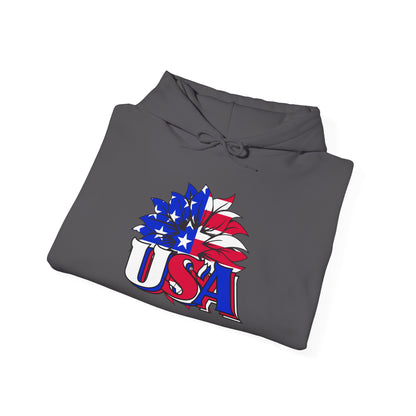 USA Red White & Blue Sunflower Heavy Blend™ Hooded Sweatshirt
