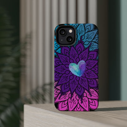 Colorful Mandala w/Heart MagSafe® Compatible Tough Case for iPhone