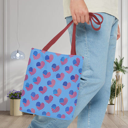 American Flag Hearts Canvas Tote Bag