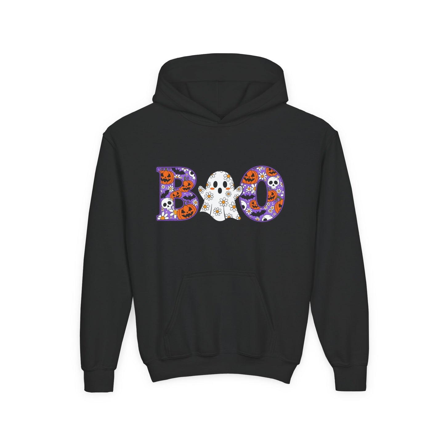 Cute Floral Boo w/Ghost Youth Hoodie