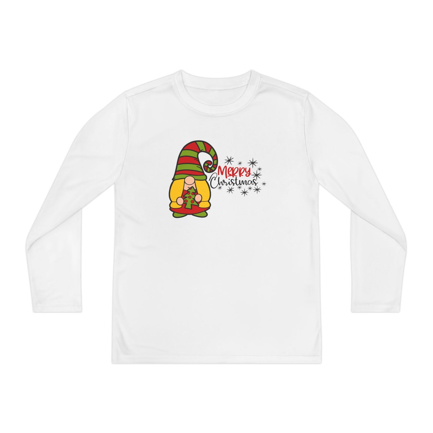 Merry Christmas Girl Gnome Youth Long Sleeve Tee